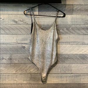 Silver metallic body suite